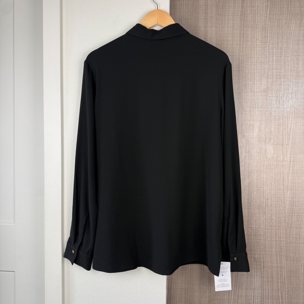 NEW MM Lafleur Black The Lagarde 3.0 Shirt Blouse Crepe Minimalist Size 12 - Picture 9 of 15